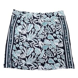 Croft & Barrow Womens Navy Blue Tropical Floral Cotton Skort Pockets Size Medium